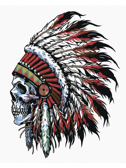 Diamantové maľovanie - INDIÁNSKA LEBKA (Rámovanie bez rámu a bez vypnutia plátna, Rozmer 40x50 cm)