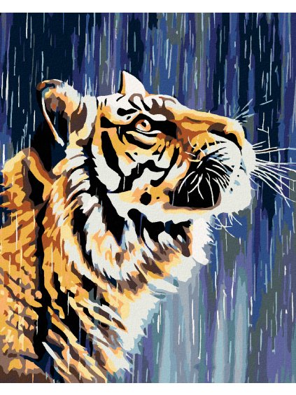 Diamantové maľovanie - TIGER PRI VODOPÁDE (Rámovanie bez rámu a bez vypnutia plátna, Rozmer 40x50 cm)