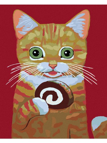 Diamantové maľovanie - MAČKA S ROLÁDOU (Rámovanie bez rámu a bez vypnutia plátna, Rozmer 40x50 cm)