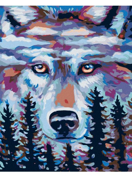 Diamantové maľovanie - VLK STRÁŽCA LESOV (Rámovanie bez rámu a bez vypnutia plátna, Rozmer 40x50 cm)
