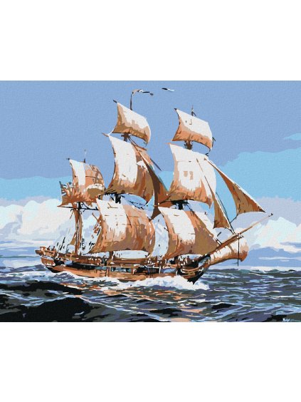 Diamantové maľovanie - PLACHETNICE A MORE (Rámovanie bez rámu a bez vypnutia plátna, Rozmer 40x50 cm)