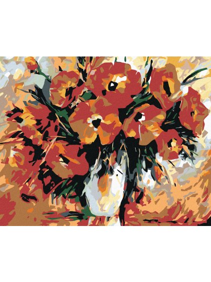Diamantové maľovanie - VLČÍ MAK V BIELEJ VÁZE (Rámovanie bez rámu a bez vypnutia plátna, Rozmer 40x50 cm)