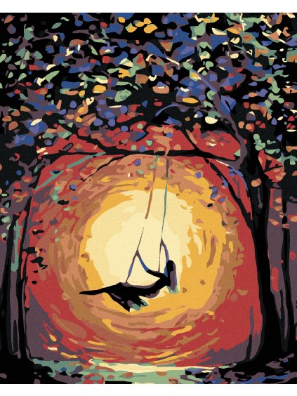 Diamantové maľovanie - NA HOJDAČKE (Rámovanie bez rámu a bez vypnutia plátna, Rozmer 40x50 cm)