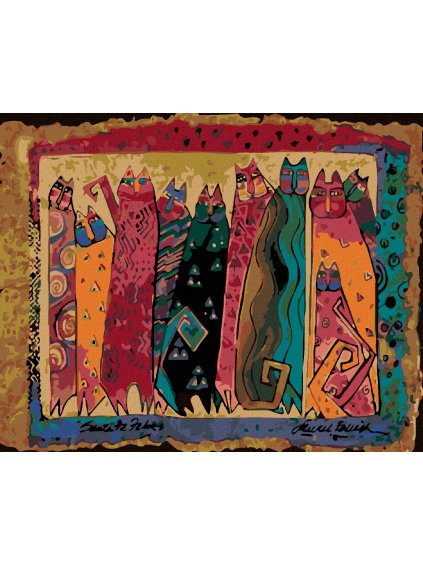 Diamantové maľovanie - MAČKY NA ZLATOM POZADÍ (Rámovanie bez rámu a bez vypnutia plátna, Rozmer 40x50 cm)