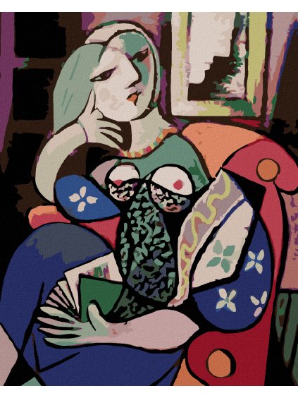 Diamantové maľovanie - ŽENA S KNIHOU V OBÝVAČKE (Rámovanie bez rámu a bez vypnutia plátna, Rozmer 40x50 cm)