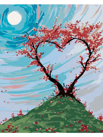 Diamantové maľovanie - KER NA KOPCI V TVARE SRDCA (Rámovanie bez rámu a bez vypnutia plátna, Rozmer 40x50 cm)