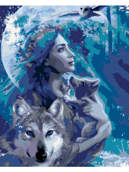 Diamantové maľovanie - VLČIA ŽENA (Rámovanie bez rámu a bez vypnutia plátna, Rozmer 40x50 cm)