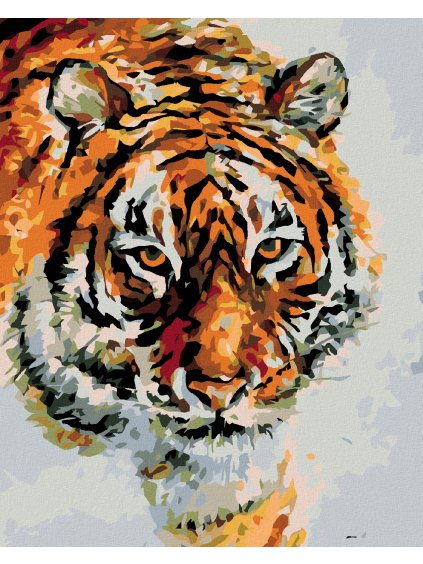 Diamantové maľovanie - TIGER V SNEHU (Rámovanie bez rámu a bez vypnutia plátna, Rozmer 40x50 cm)