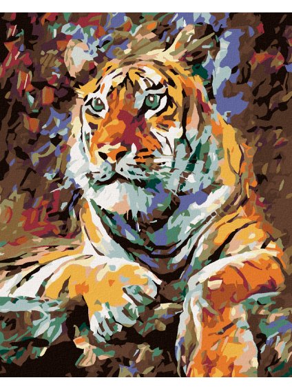 Diamantové maľovanie - LEŽIACI TIGER (Rámovanie bez rámu a bez vypnutia plátna, Rozmer 40x50 cm)