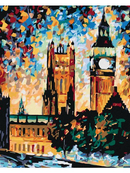 Diamantové maľovanie - BIG BEN VO FARBÁCH (Rámovanie bez rámu a bez vypnutia plátna, Rozmer 40x50 cm)