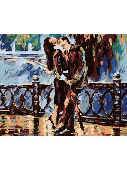 Diamantové maľovanie - VÁŠNIVÝ PÁR V ČIERNOM (Rámovanie bez rámu a bez vypnutia plátna, Rozmer 40x50 cm)