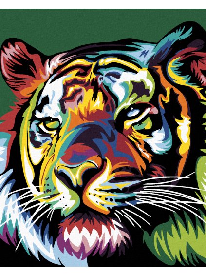 Diamantové maľovanie - FAREBNÝ TIGER (Rámovanie bez rámu a bez vypnutia plátna, Rozmer 40x50 cm)