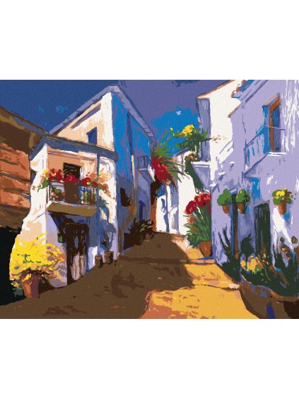 Diamantové maľovanie - ŠPANIELSKA ULIČKA (Rámovanie bez rámu a bez vypnutia plátna, Rozmer 40x50 cm)