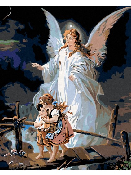 Diamantové maľovanie - ANJEL STRÁŽNY (Rámovanie bez rámu a bez vypnutia plátna, Rozmer 40x50 cm)