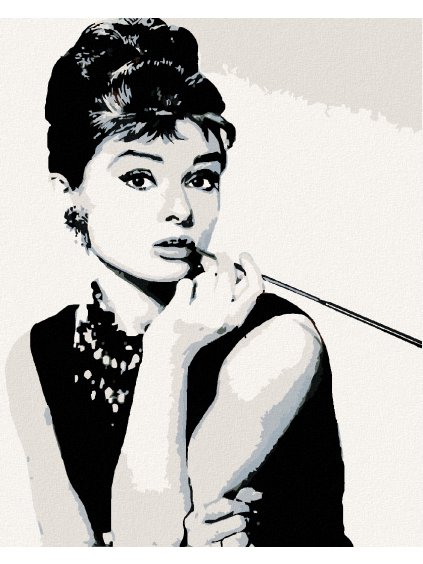 Diamantové maľovanie - AUDREY HEPBURN ČIERNOBIELA (Rámovanie bez rámu a bez vypnutia plátna, Rozmer 40x50 cm)