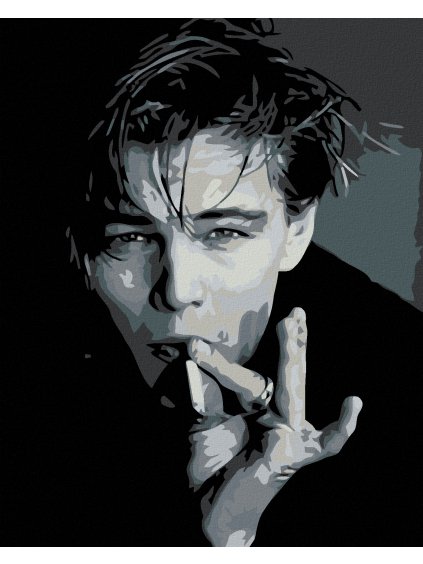 Diamantové maľovanie - LEONARDO DICAPRIO S CIGARETOU (Rámovanie bez rámu a bez vypnutia plátna, Rozmer 40x50 cm)