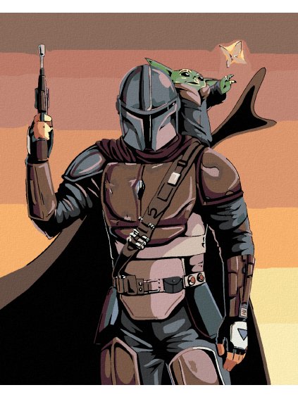 Diamantové maľovanie - MANDALORIAN A BABY YODA (Rámovanie bez rámu a bez vypnutia plátna, Rozmer 40x50 cm)