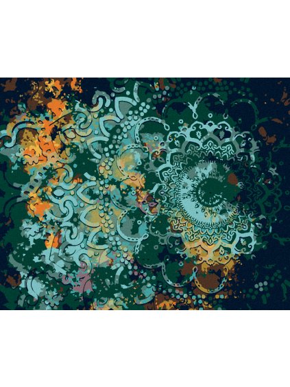 Diamantové maľovanie - ABSTRAKTNÁ MANDALA (Rámovanie bez rámu a bez vypnutia plátna, Rozmer 40x50 cm)