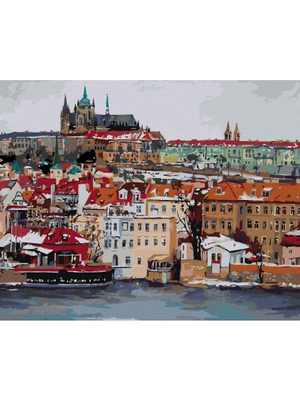 Diamantové maľovanie - PRAŽSKÝ ZIMNÝ HRAD (Rámovanie bez rámu a bez vypnutia plátna, Rozmer 40x50 cm)