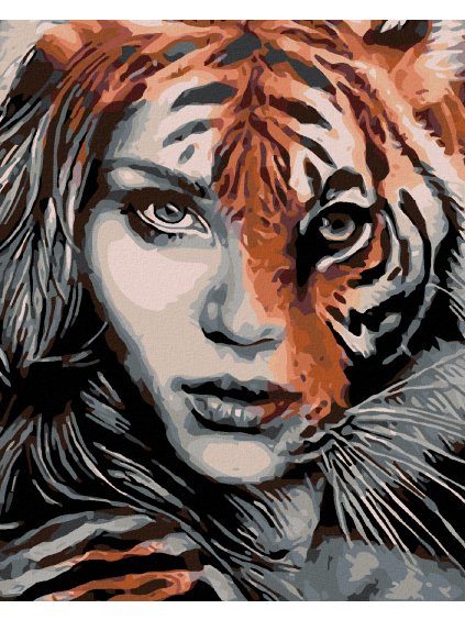 Diamantové maľovanie - TYGRIA ŽENA (Rámovanie bez rámu a bez vypnutia plátna, Rozmer 40x50 cm)