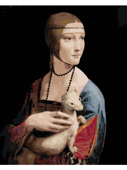 Diamantové maľovanie - DÁMA S HRANOSTAJOM (LEONARDO DA VINCI) (Rámovanie bez rámu a bez vypnutia plátna, Rozmer 40x50 cm)