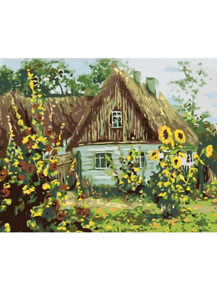 Diamantové maľovanie - CHALÚPKA SO ŠINDĽOVOU STRECHOU (Rámovanie bez rámu a bez vypnutia plátna, Rozmer 40x50 cm)