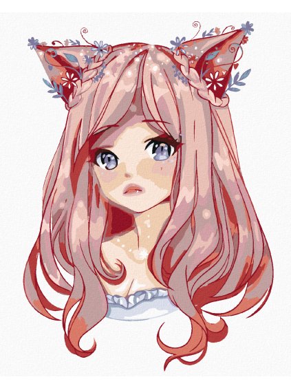 Diamantové maľovanie - ANIME DIEVČA S RUŽOVÝMI VLASMI (Rámovanie bez rámu a bez vypnutia plátna, Rozmer 40x50 cm)