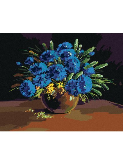 Diamantové maľovanie - KYTICA MODRÝCH KVETOV I (Rámovanie bez rámu a bez vypnutia plátna, Rozmer 40x50 cm)