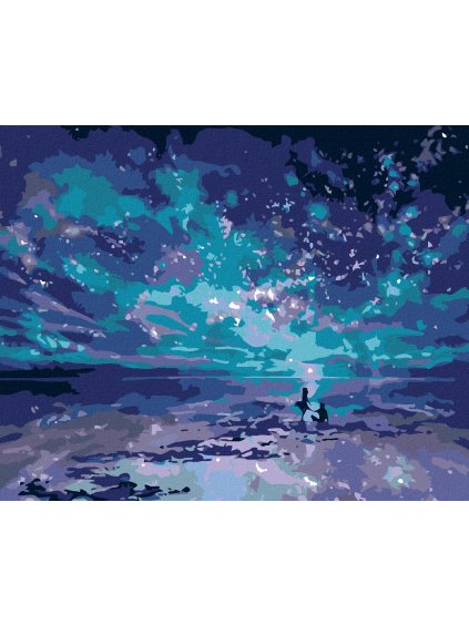 Diamantové maľovanie - MODRÁ POLÁRNA ŽIARA (Rámovanie bez rámu a bez vypnutia plátna, Rozmer 40x50 cm)