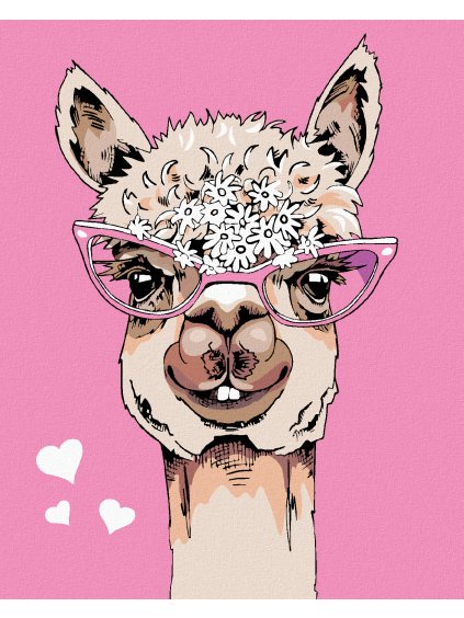 Diamantové maľovanie - LAMA S OKULIARMI (Rámovanie bez rámu a bez vypnutia plátna, Rozmer 40x50 cm)