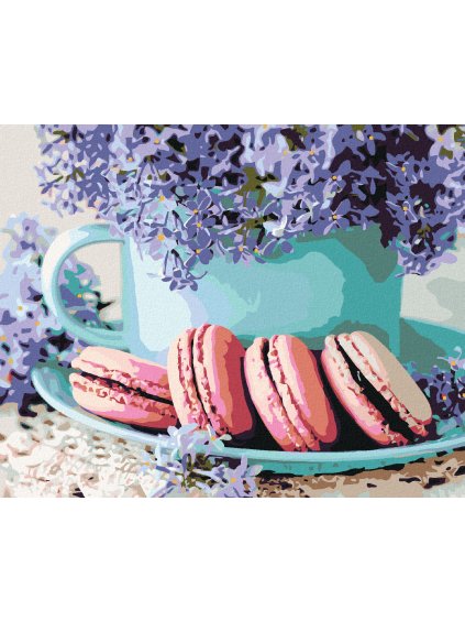 Diamantové maľovanie - KÁVA A MAKRONKY (Rámovanie bez rámu a bez vypnutia plátna, Rozmer 40x50 cm)