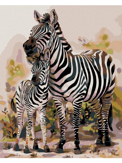 Diamantové maľovanie - ZEBRA S MLÁĎATKOM (Rámovanie bez rámu a bez vypnutia plátna, Rozmer 40x50 cm)