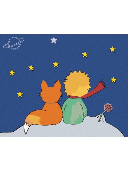 Diamantové maľovanie - MALÝ PRINC A HVIEZDY (Rámovanie bez rámu a bez vypnutia plátna, Rozmer 40x50 cm)