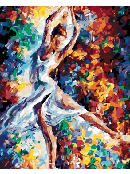 Diamantové maľovanie - TANEČNICA VO FARBÁCH (Rámovanie bez rámu a bez vypnutia plátna, Rozmer 40x50 cm)