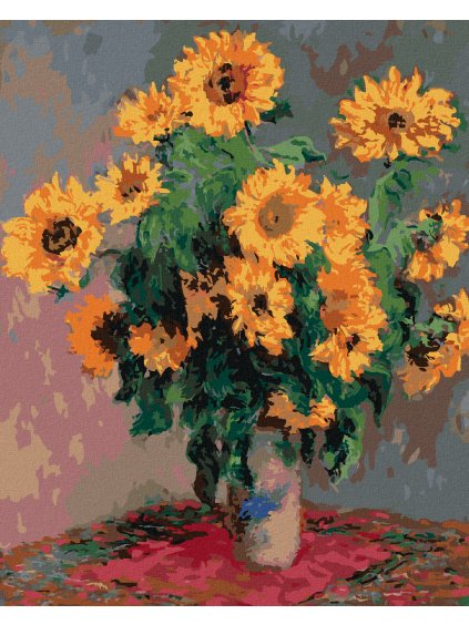 Diamantové maľovanie - SLNEČNICA (CLAUDE MONET) (Rámovanie bez rámu a bez vypnutia plátna, Rozmer 40x50 cm)