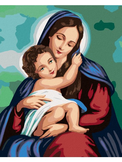 Diamantové maľovanie - MÁRIA A JEŽIŠ (Rámovanie bez rámu a bez vypnutia plátna, Rozmer 40x50 cm)