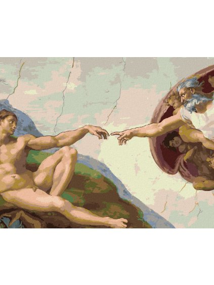 Diamantové maľovanie - STVORENIE ADAMA (MICHELANGELO) (Rámovanie bez rámu a bez vypnutia plátna, Rozmer 40x50 cm)