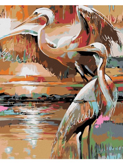 Diamantové maľovanie - DVE VOLAVKY (Rámovanie bez rámu a bez vypnutia plátna, Rozmer 40x50 cm)