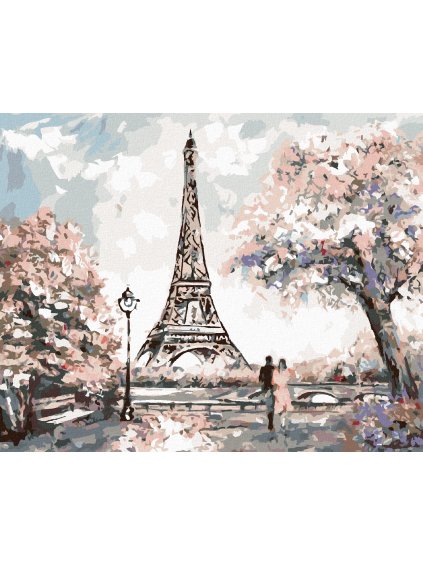 Diamantové maľovanie - ROMANTICKÁ EIFFELOVA VEŽA (Rámovanie bez rámu a bez vypnutia plátna, Rozmer 40x50 cm)