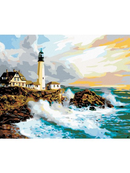 Diamantové maľovanie - MAJÁK (Rámovanie bez rámu a bez vypnutia plátna, Rozmer 40x50 cm)