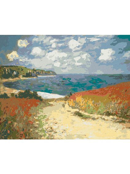 Diamantové maľovanie - CESTA DO POURVILLE (CLAUDE MONET) (Rámovanie bez rámu a bez vypnutia plátna, Rozmer 40x50 cm)