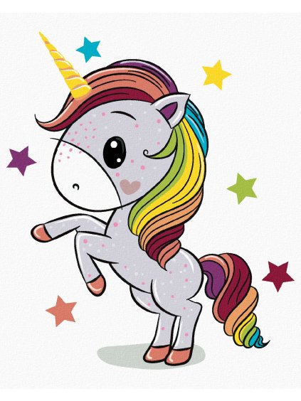 Diamantové maľovanie - DÚHOVÝ JEDNOROŽEC (Rámovanie bez rámu a bez vypnutia plátna, Rozmer 40x50 cm)