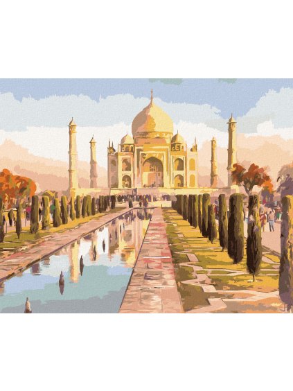 Diamantové maľovanie - TAJ MAHAL A VÝCHOD SLNKA (Rámovanie bez rámu a bez vypnutia plátna, Rozmer 40x50 cm)