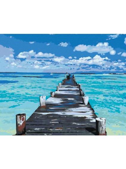 Diamantové maľovanie - MÓLO NA TYRKYSOVOM MORI (Rámovanie bez rámu a bez vypnutia plátna, Rozmer 40x50 cm)