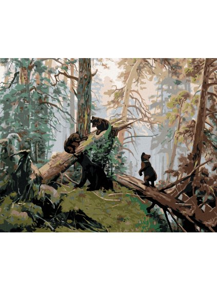 Diamantové maľovanie - MEDVEDIA RODINKA (Rámovanie bez rámu a bez vypnutia plátna, Rozmer 40x50 cm)