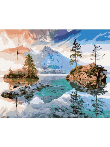 Diamantové maľovanie - JAZERO HINTERSEE V NEMECKU (Rámovanie bez rámu a bez vypnutia plátna, Rozmer 40x50 cm)