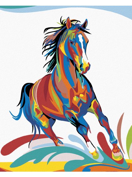 Diamantové maľovanie - FAREBNÝ KÔŇ (Rámovanie bez rámu a bez vypnutia plátna, Rozmer 40x50 cm)
