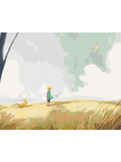 Diamantové maľovanie - MALÝ PRINC NA PLÁNI (Rámovanie bez rámu a bez vypnutia plátna, Rozmer 40x50 cm)