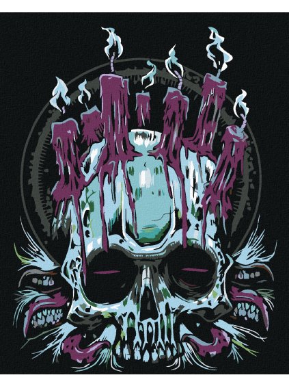 Diamantové maľovanie - LEBKA A SVIEČKY (Rámovanie bez rámu a bez vypnutia plátna, Rozmer 40x50 cm)