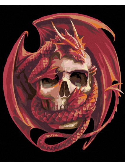 Diamantové maľovanie - LEBKA S DRAKOM (Rámovanie bez rámu a bez vypnutia plátna, Rozmer 40x50 cm)